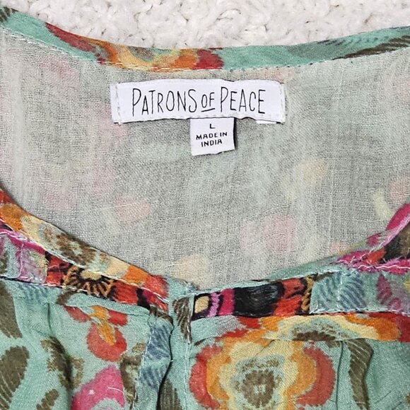 Patrons of Peace Dress. Seafoam Green/Multi Floral Pattern. Size Large. GUC. - Picture 13 of 16